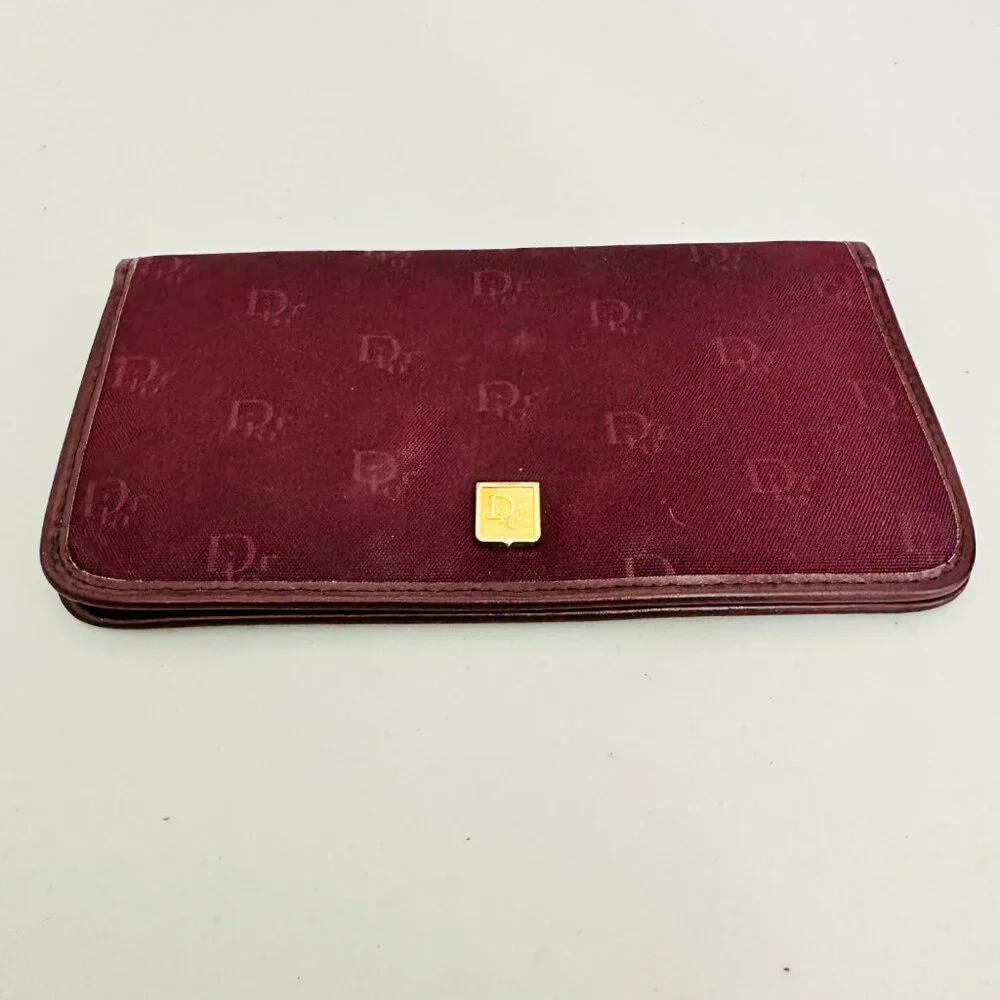 CHRISTIAN DIOR MONOGRAM JACQUARD AND LEATHER BIFOLD CHECKBOOK TRAVEL WALLET
